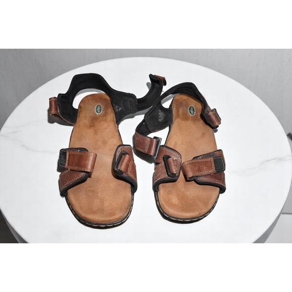 Dr. Scholls Men's GUS Cool Fit Pebbled Brown Leather Sandals Size 12M - Picture 11 of 11